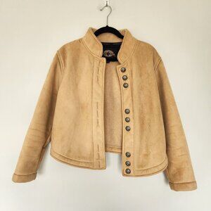 County Clothing Company Faux Suede Short Waist Jacket Coat Sherpa Lined Large  -